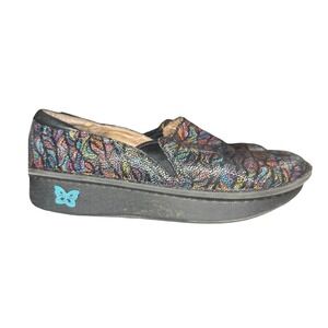 Alegria Debra Womens 8-8.5 / 38 EUR Leather Multicolor Print Nursing Clogs Shoes